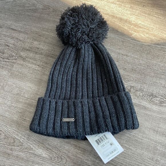 Calvin Klein Pom-pom Ribbed Beanie-Coal - Picture 2 of 2